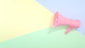 3d render of realistic isolated pink megaphone on pastel coloured background. Advertisement idea. Conceptual illustration with Royalty Free Stock Photo