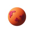 3D render realistic Mars planet in plastic style