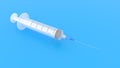 3d render realistic syringe on blue background