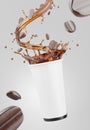 realistics coffee mug with coffee splash Royalty Free Stock Photo