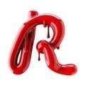 3D render of red alphabet make from nail polish. Handwritten cursive letter R. Isolated on white Royalty Free Stock Photo