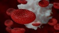 3d render Red blood cell and white cell Royalty Free Stock Photo