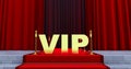 Red carpet on the stairs with golden vip word. The path to glory. Stairway go up. Business success. Red velvet carpet Royalty Free Stock Photo