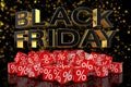 3d render - red cubes with percentage - black friday