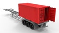 3D render - red freight container on wheels Royalty Free Stock Photo