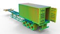 3D render - red freight container on wheels rainbow colored Royalty Free Stock Photo