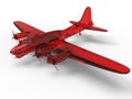 3D render - Red glass world war 2 bomber plane