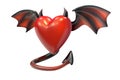 3D render of Red Heart shape with devil wings isolated on white background Royalty Free Stock Photo
