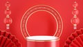 red podium with chinese new year concept for product display Royalty Free Stock Photo