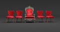 red royal throne with Modern red armchairs isolated on black background, Leadership concept Royalty Free Stock Photo