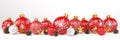 3d render - red and silver christmas baubles over white background - panorama Royalty Free Stock Photo