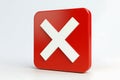 A 3D render of a red square with a white rejection symbol, symbolizing denial or cancellation in digital interfaces