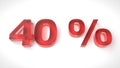 3D render red text 40 percent off Royalty Free Stock Photo