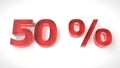3D render red text 50 percent off Royalty Free Stock Photo