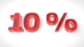 3D render red text 10 percent Royalty Free Stock Photo