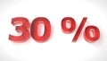 3D render red text 30 percent off Royalty Free Stock Photo