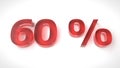 3D render red text 60 percent off Royalty Free Stock Photo