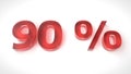3D render red text 90 percent off Royalty Free Stock Photo