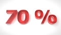 3D render red text 70 percent off Royalty Free Stock Photo