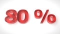 3D render red text 80 percent off