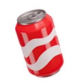 3D Render Of A Red Tin Can. Drink, Fast Food. Junk Unhealthy Beverage. Bright Illustration In Cartoon 3D Style Isolated Royalty Free Stock Photo