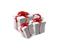 3d render red white gifts