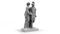 3d render the relationship between a man and a woman is a black and white statue