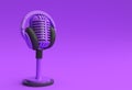3D Render Retro microphone on short leg and stand with Headphone 3D Illustration Design