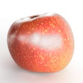 3D render of a ripe red apple with mottled brown and white coloring