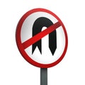 3D Render Road Sign of No U-turns Isolated on a White Background