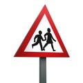 3D Render Road Sign of School crossing  patrol ahead Isolated on a White Background Royalty Free Stock Photo