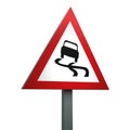 3D Render Road Sign of Slippery road Isolated on a White Background