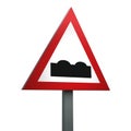 3D Render Road Sign of Uneven road Isolated on a White Background Royalty Free Stock Photo