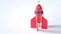 3D render rocket icon red