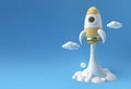 3D Render Rocket launches space ship 3D illustration Design