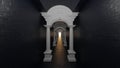 3d render roman ancient tunnel corridor to light hope