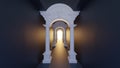 3d render roman ancient tunnel corridor to light hope