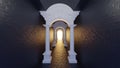 3d render roman ancient tunnel corridor to light hope