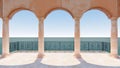 3d render roman balcony classic sea view italy