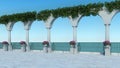 Roman 3D render design classic relax romantic classic sea view terrace anceint style front view