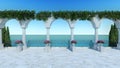 Roman 3D render relax romantic classic sea view terrace anceint style front view