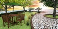 3D Render of Roof Garden Royalty Free Stock Photo