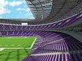 3D render of a round american football stadium with purple seats