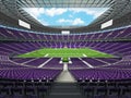 3D render of a round american football stadium with purple seats