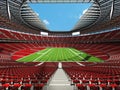 3D render of a round american football stadium with read seats Royalty Free Stock Photo