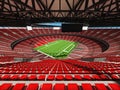 3D render of a round american football stadium with read seats Royalty Free Stock Photo