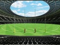 3D render of a round Australian rules football stadium with black seats Royalty Free Stock Photo