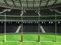 3D render of a round Australian rules football stadium with black seats Royalty Free Stock Photo
