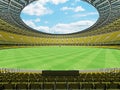 3D render of a round Australian rules football stadium with yellow chairs