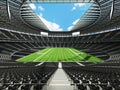 3D render of a round football stadium with black seats Royalty Free Stock Photo